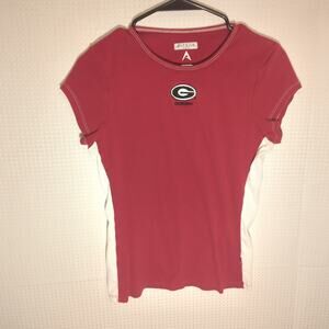 Antigua Womens M Georgia Bulldogs Red White Short Sleeve Cotton T-Shirt NCAA